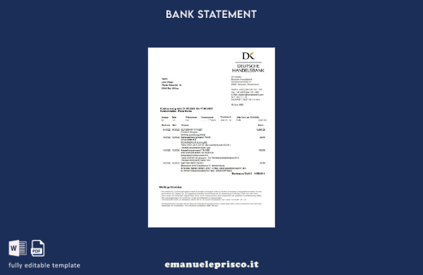 stile verificato Estratto conto Germany Handelsbank sul modello Deutsch